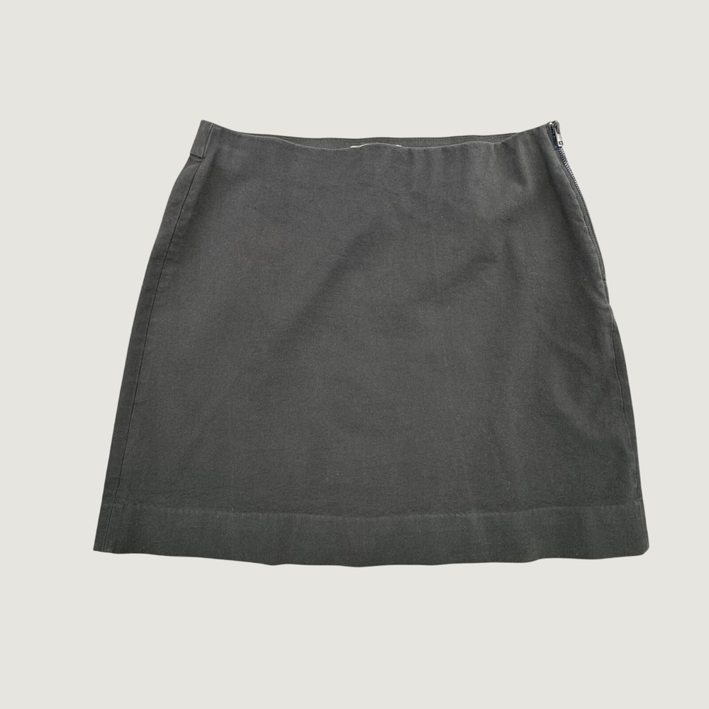 Everlane Black Cotton Stretch Side Zip Mini Skirt Size 10 Preppy Dark Academia
